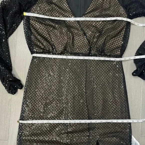 NWT Tadashi Shoji Samira Black/Nude Sequin gown - Size 14 - Picture 12 of 13